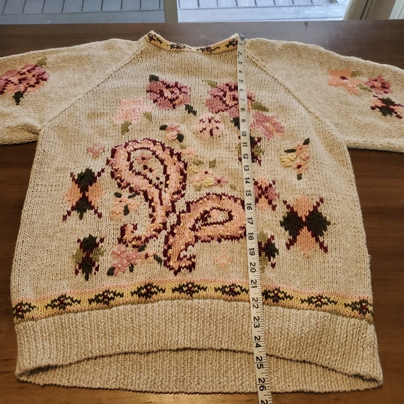 Vintage Hand Knit Van Heusen For Her Floral Cottagecore Sweater Pullover XL - Picture 11 of 16